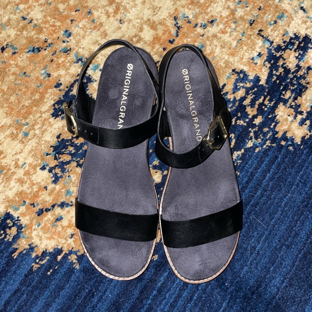 Cole Haan Black and White Platform Sandals - Picture 6 of 6